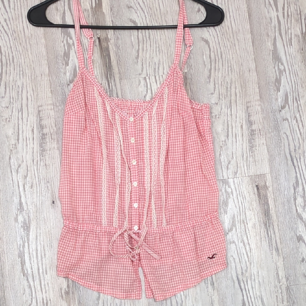 Hollister Pink Gingham Sleeveless Top